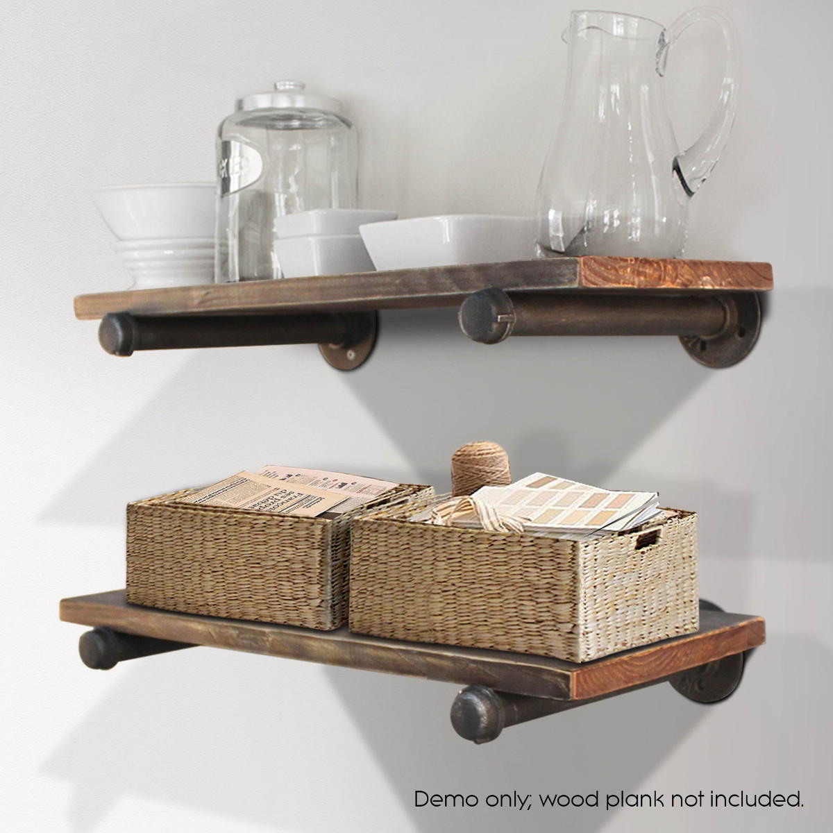 Industrial Iron Pipe Shelf Bracket Rustic Wall Mount DIY Shelving Furniture 3 Sizes