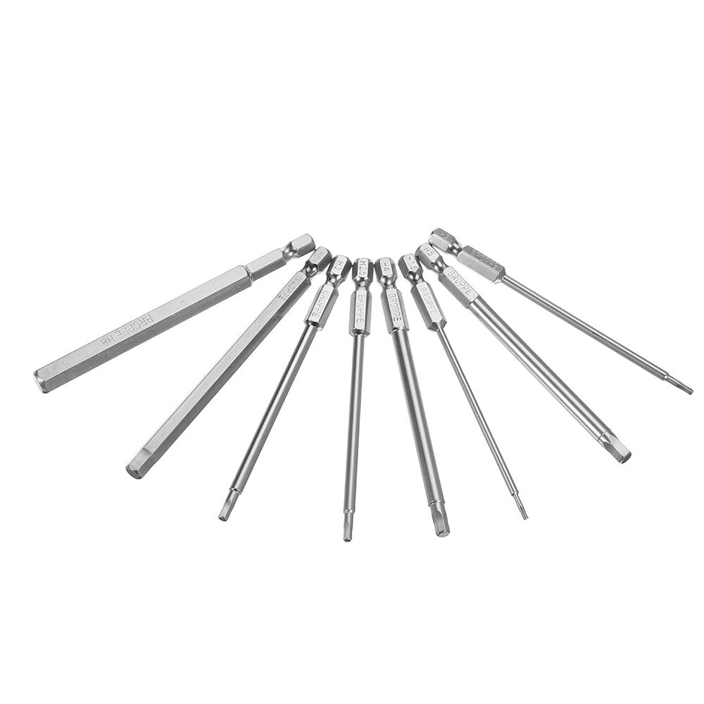 8Pcs 1/4" 100mm Hex Screwdriver Bits 1.5-8mm Magnetic Electronic Drill S2 Steel Hexagonal Screw Driver Bit Set Power Driver Tools