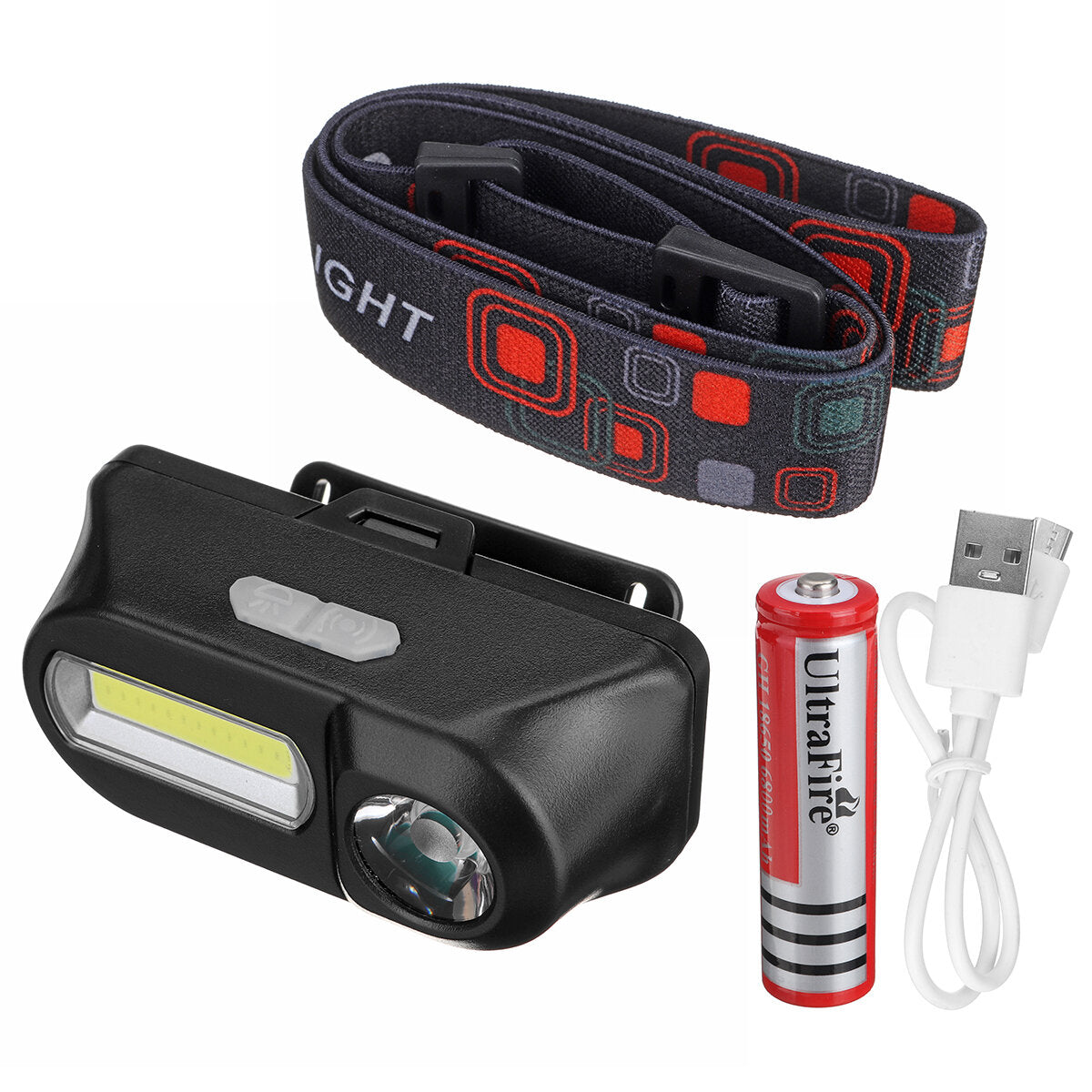 USB Rechargeable COB Headlamp Running Camping Fishing Cycling Flashlight Sensor Work Light