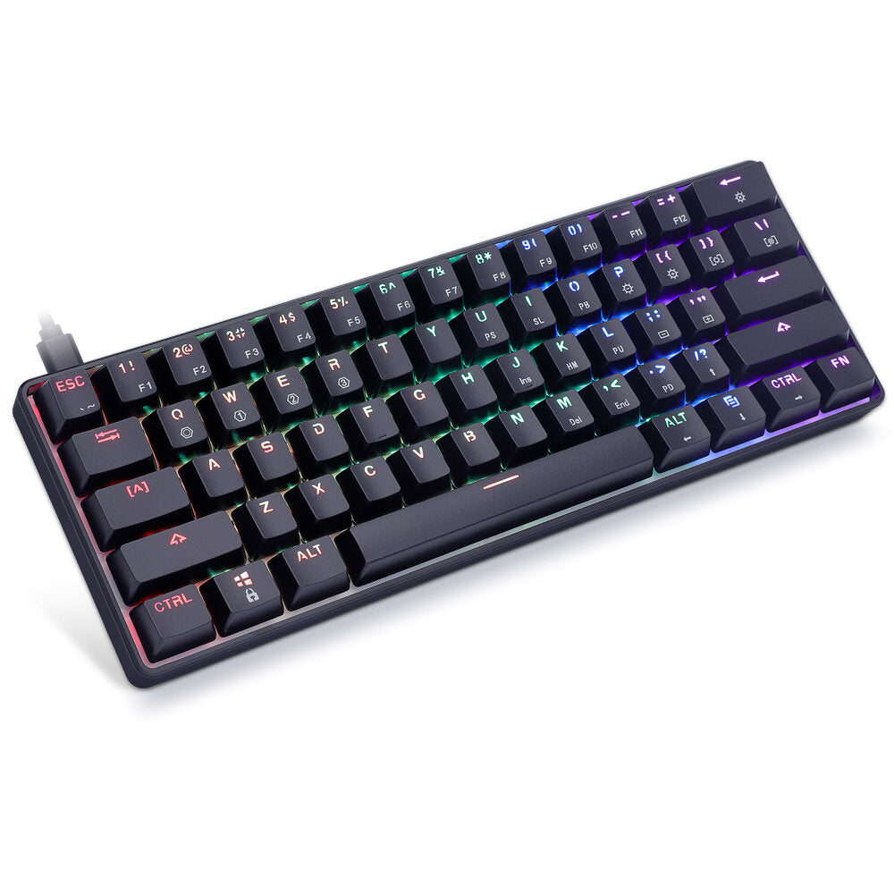 Mechanical Keyboard 61 Keys Hot Swappable Gateron Optical Switch RGB Type-C Wired Programmable 60% Layout Gaming Keyboard