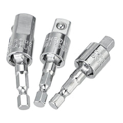 3Pcs 360 Degree Rotating Square Head Universal Adapter 1/4 3/8 1/2 Inch Sleeve Connecting Rod