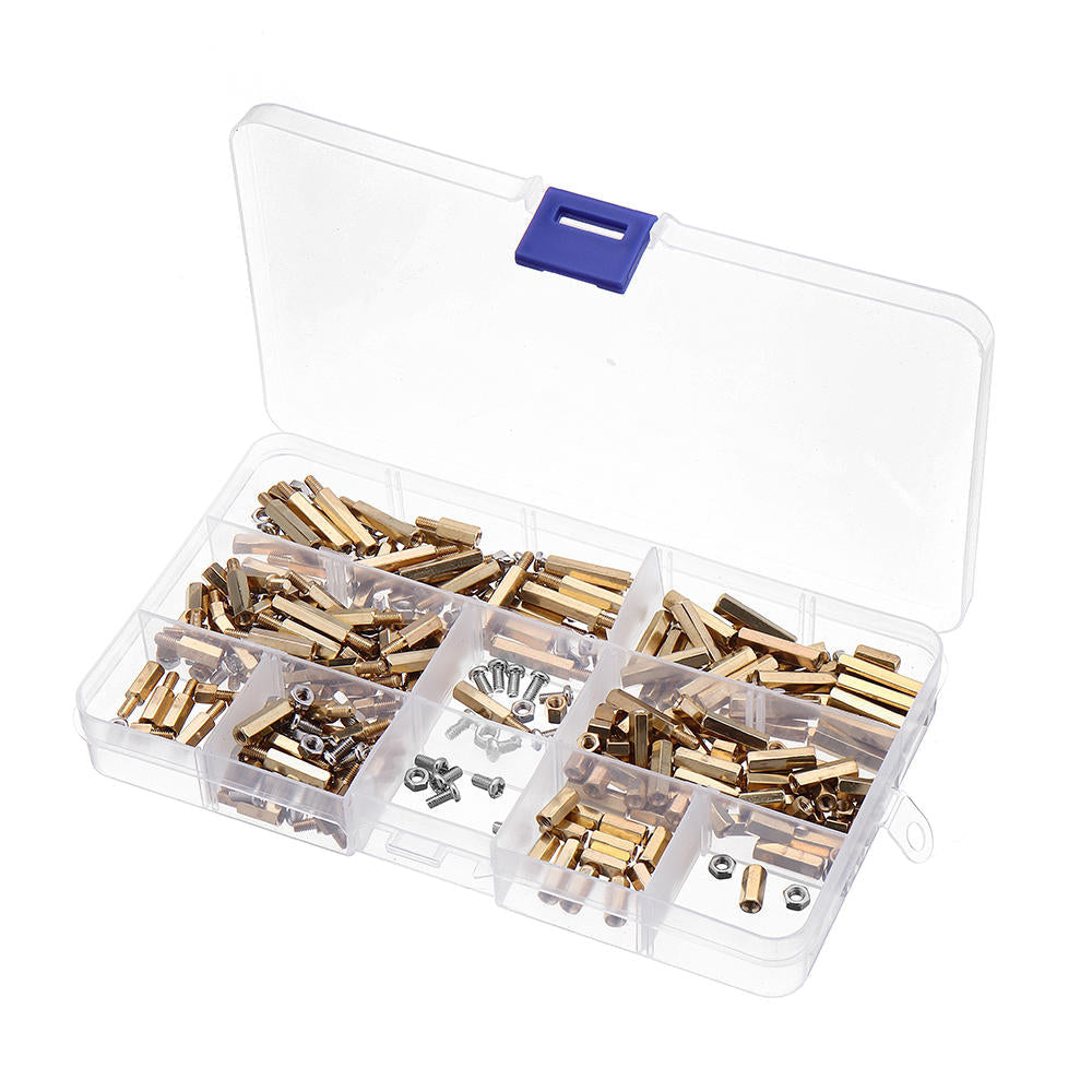 M3BH5 300Pcs M3 Brass Hex Column Standoff Support Spacer Pillar For PCB Board Screw Nut Assortment Set