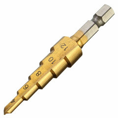 4Pcs 1/4 Inch Hex Shank HSS Titanium Coated Step Drill Bit Set 3-12/4-12/4-20/4-32mm