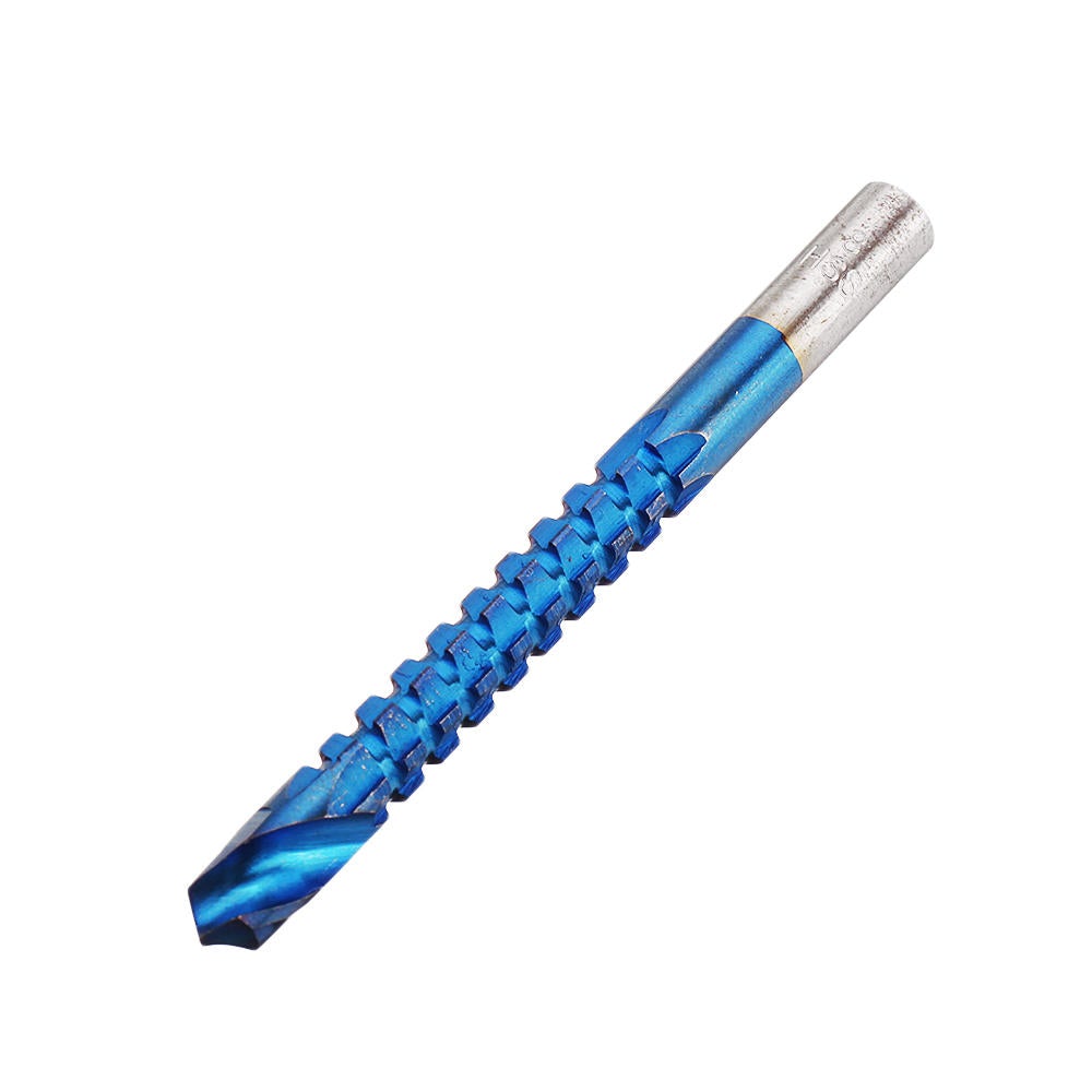6Pcs 3-8mm Blue Nano Coated Grooving Drill HSS Drill Bit Plastic Metal Hole Grooving