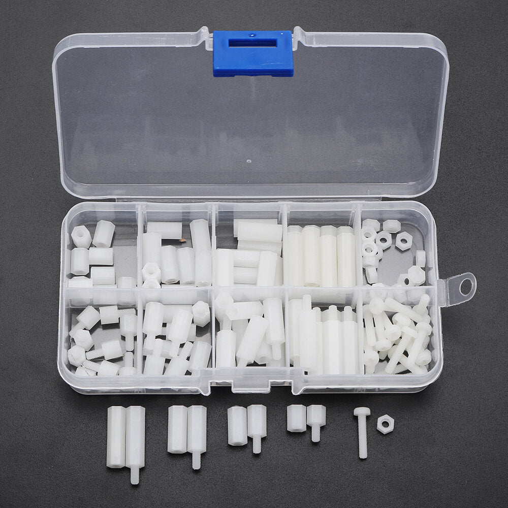M3NH6 300Pcs M3 Nylon Screw White&Black Hex Screw Nut PCB Standoff Spacer Assortment Kit