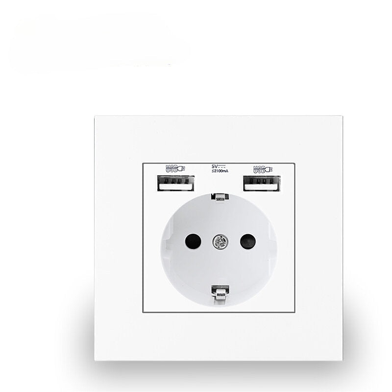 Wall Embedded Double USB Household Wall Power Outlet 110V-250V 16A