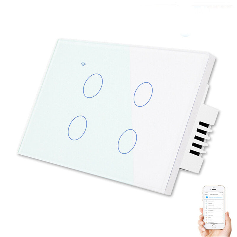 Wifi Wall Touch Sensitive Switch App Remote Control 1/2/3/4 Gang Wireless LED Light Smart Touch Screen Switch Work with Alexa Google Assistant