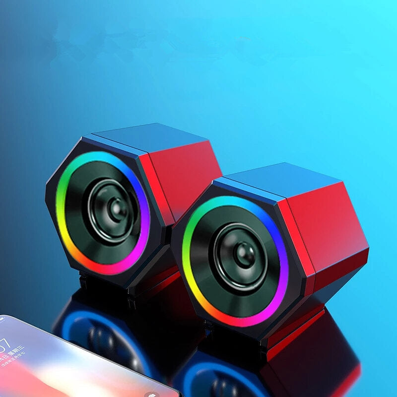 Multimedia Speaker 3.5mm USB RGB Speaker Combo Stereo Bass Gaming Subwoofer Computer Speaker for Laptop Computer