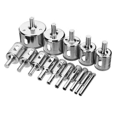 15Pcs 6-50mm Diamond Hole Saw Drill Bit Set Tile Ceramic Glass Marble Drill Bits