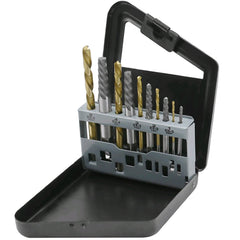 10Pc HSS Screw Extractor Left Hand Cobalt Drill Bit Set Easy to Lift from Broken Bolt Tools With Iron Box and Opp Bag