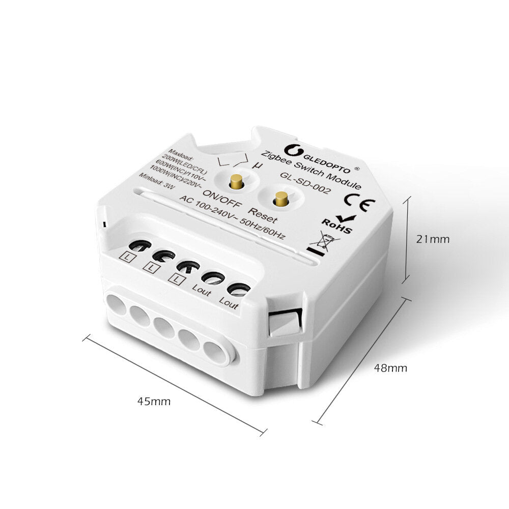 Smart Dimmer Switch Module Relay No Neutral Wire Works with Alexa Google Home AC110-240V