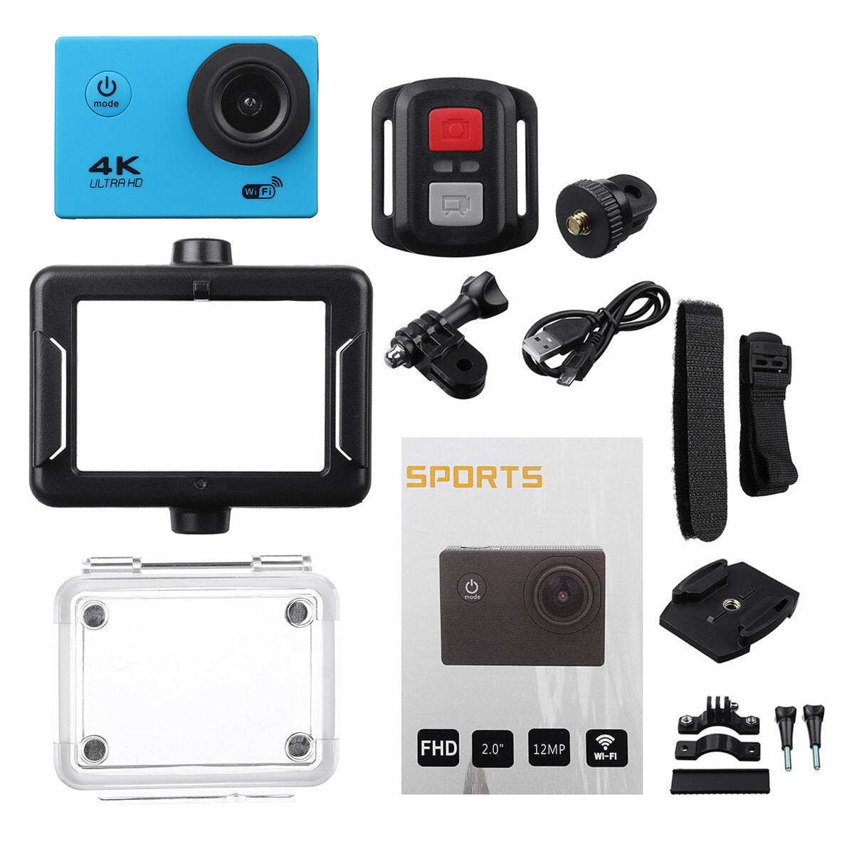 Action Camera 4K at30fps Ultra HD 16MP WiFi Camcorder Wireless Cam IPX8 Waterproof Underwater Remote