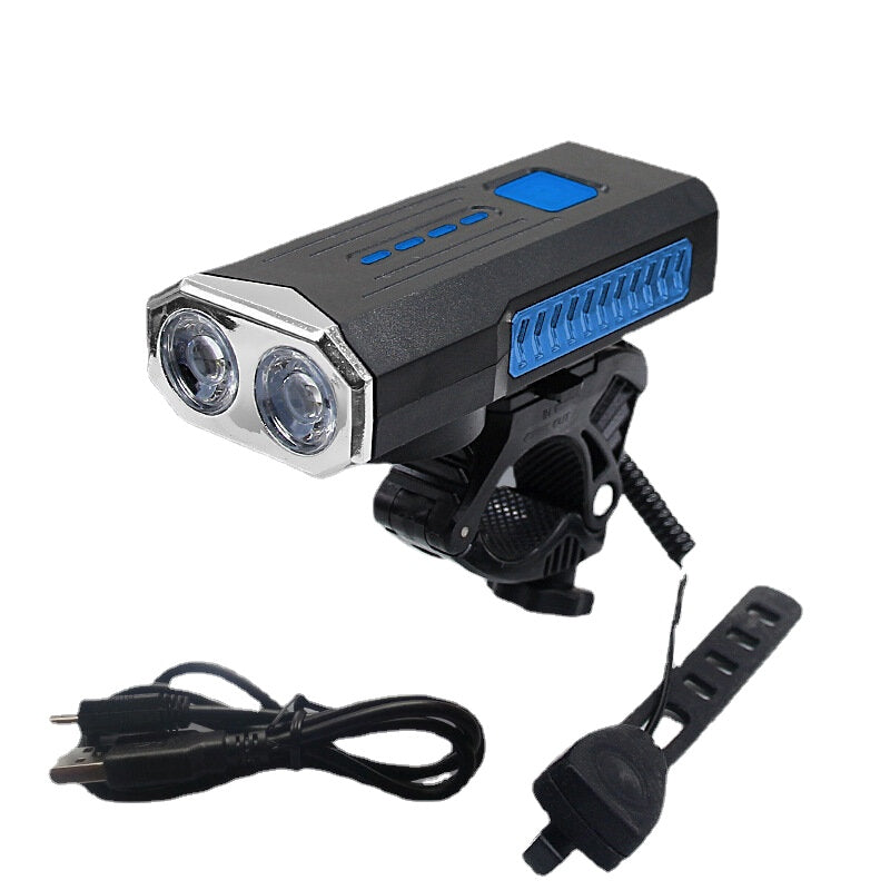2-in-1 400LM 2xT6 Bike Light 3 Modes Adjustable USB Charging Bicycle Front Lamp 6 Modes 120dB Horn with Mount Holder