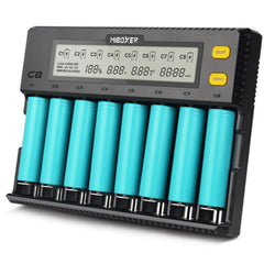 8 Slots Rapid Smart AA AAA 18650 Battery Charger Current Optional Overcharging Protection Adjustable Slots For Most Batteries