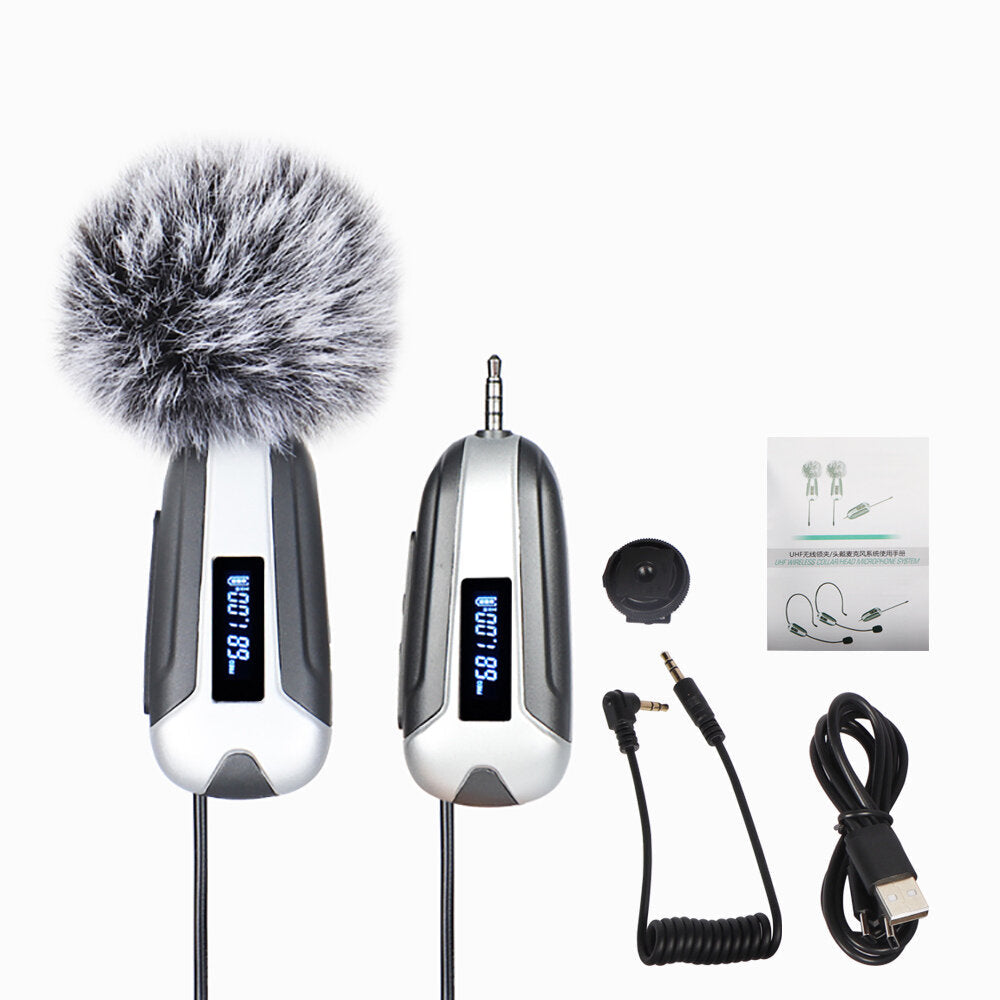 UHF Professional Wireless Lavalier Microphone Wireless Recording SLR for Mobile Phone Video Live Broadcast Vlog Radio Microphone