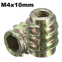 5Pcs M4x10mm Hex Drive Screw In Threaded Insert For Wood Type E