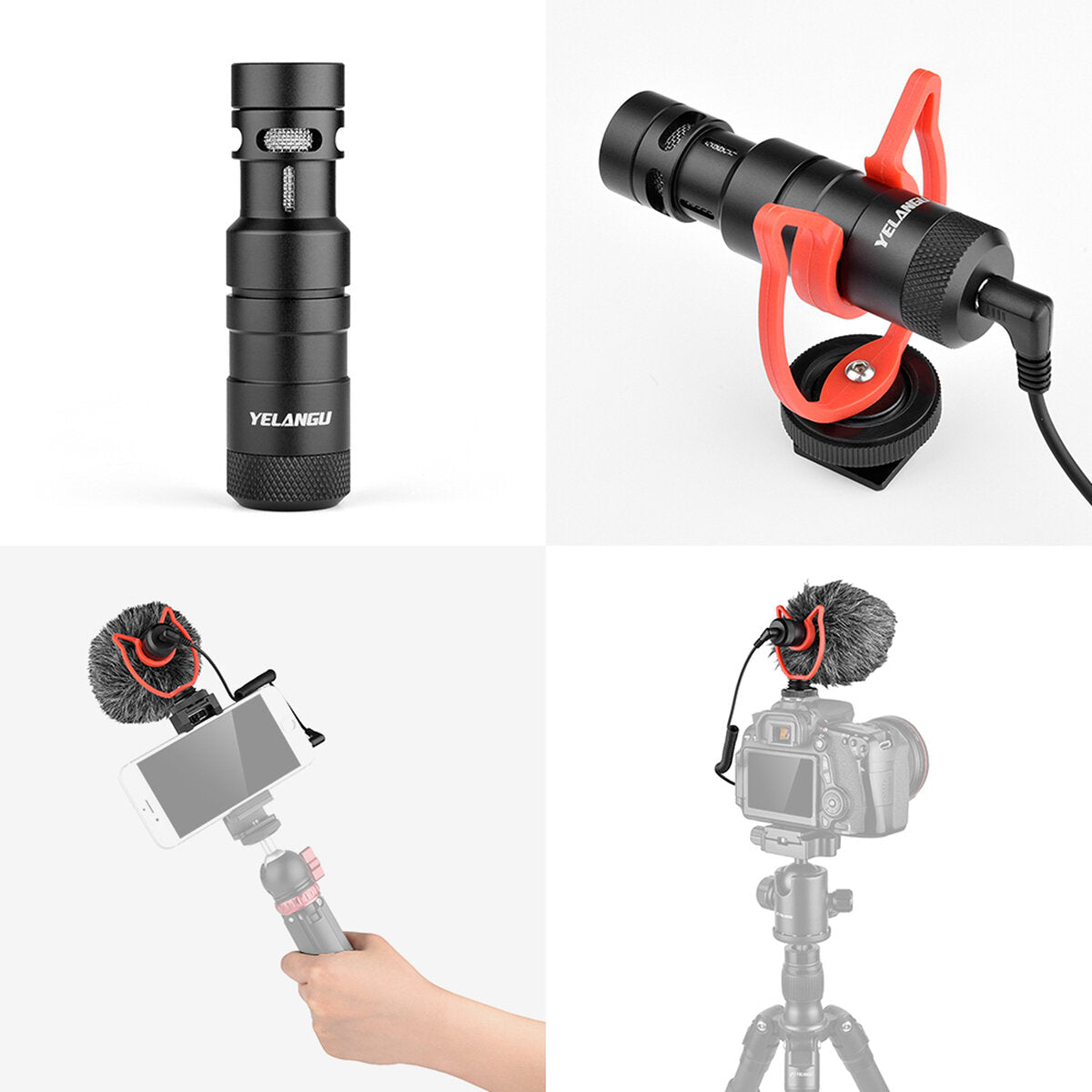 Mini Microphone Plug-and-Play Mic 3.5mm Plug with Shock Mount Wind Screen for Smartphone DSLR Camera Video Photography
