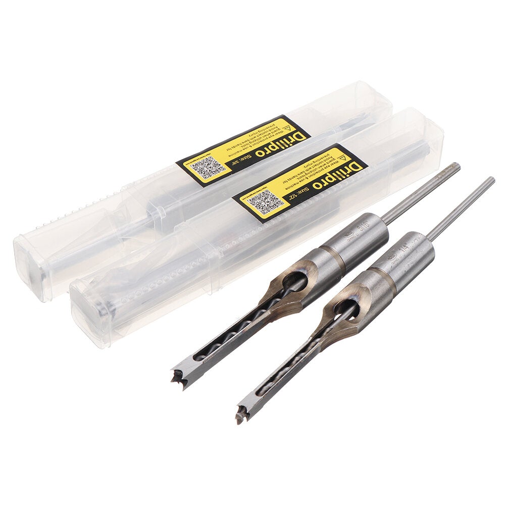 4pcs Square Hole Drill Bits Auger Mortising Chisel Set Kit 1/4 to 1/2 Inch Tool Set