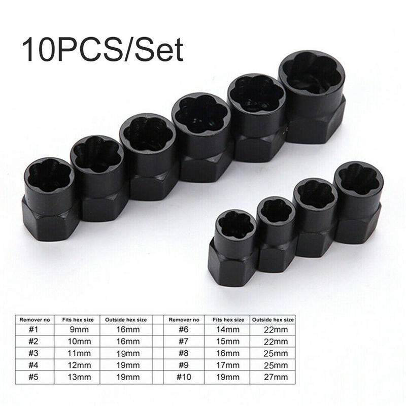 10Pcs High Bolt Nut Remover Screw Extractor Kit Damaged Bolt Remover Stud Extractor
