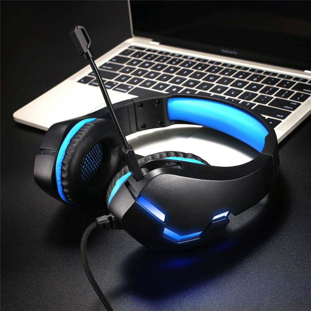 Gaming Headset 3.5mm+USB 40mm Drive Wired Stereo RGB Game Headphone with Mic LED Light for Computer PC Gamer