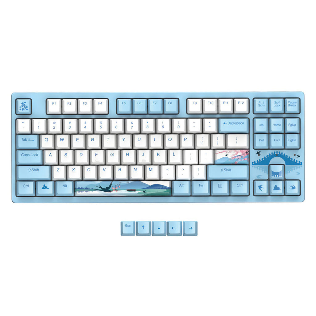 Mechanical Keyboard Swallow Theme Wired Ice Blue Backlight 87 Keys Cherry MX Switch Blue PBT Keycaps Gaming Keyboard