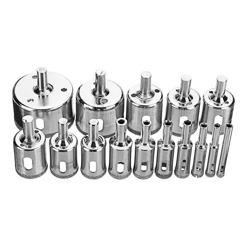 15Pcs 6-50mm Diamond Hole Saw Drill Bit Set Tile Ceramic Glass Marble Drill Bits