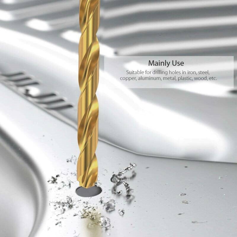 99PCS Drill Bit Set 1/16"-3/8" HSS Titanium Multi Drill Bits Twist Metal