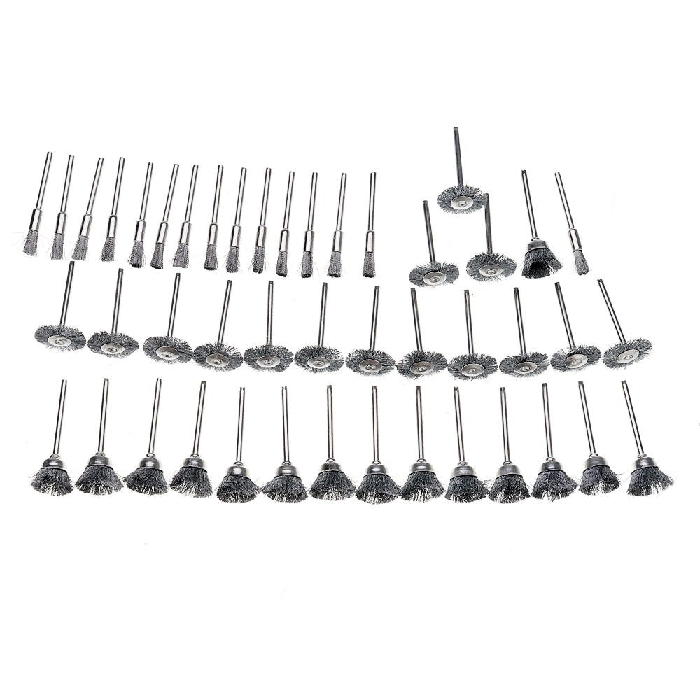 45pcs 3mm Shank Stainless Steel Wire Brush Polishing Wheel for Rotary Tool