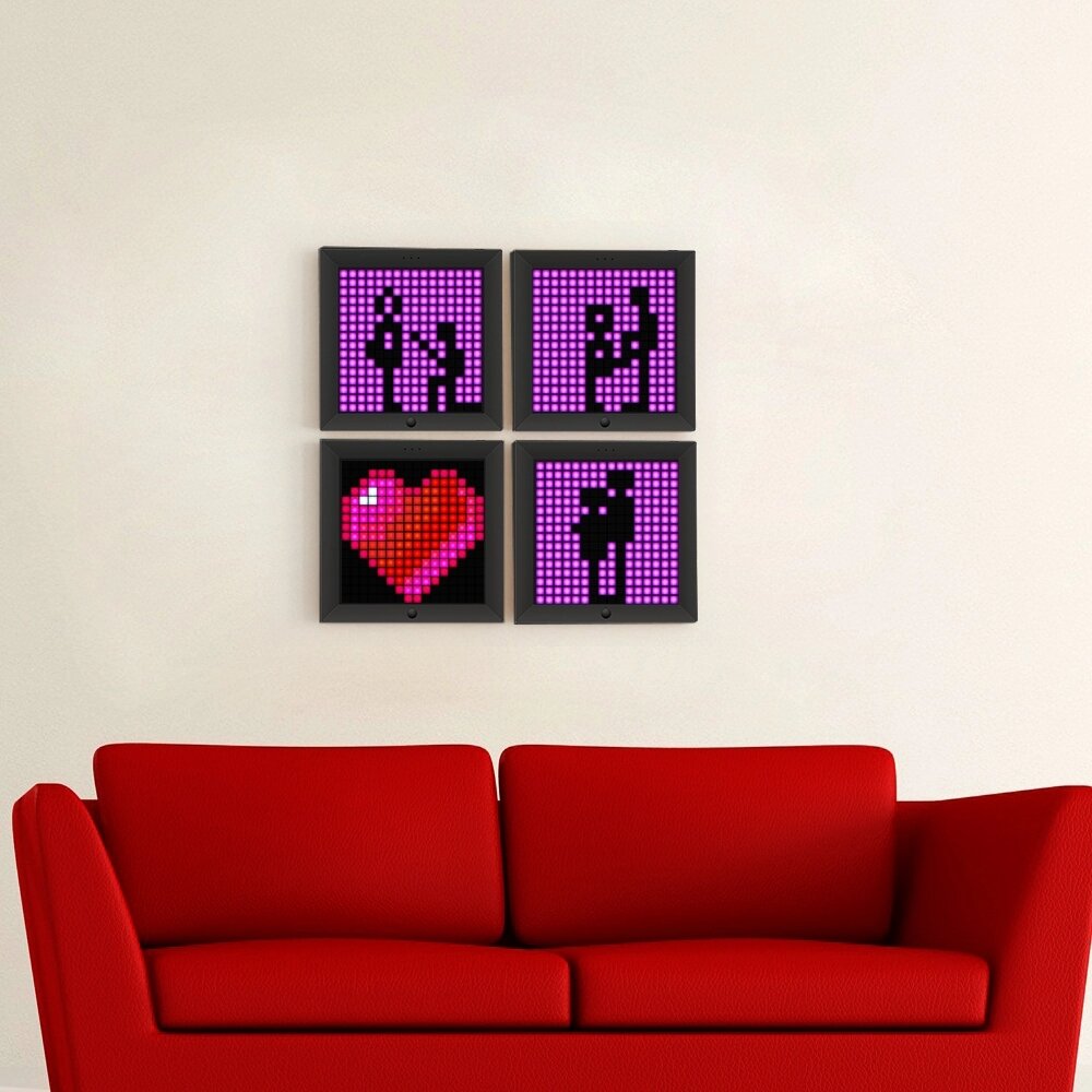 Bluetooth Digital Photo Frame Alarm Clock with Pixel Art Programmable LED Display