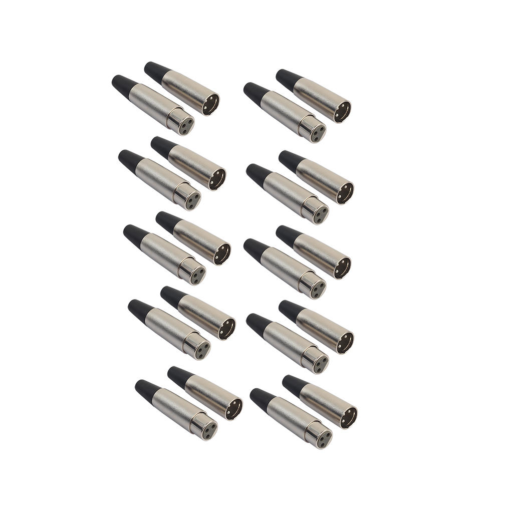 5Pair 2005 XLR 3Pin Male To Female Microphone Audio Connector