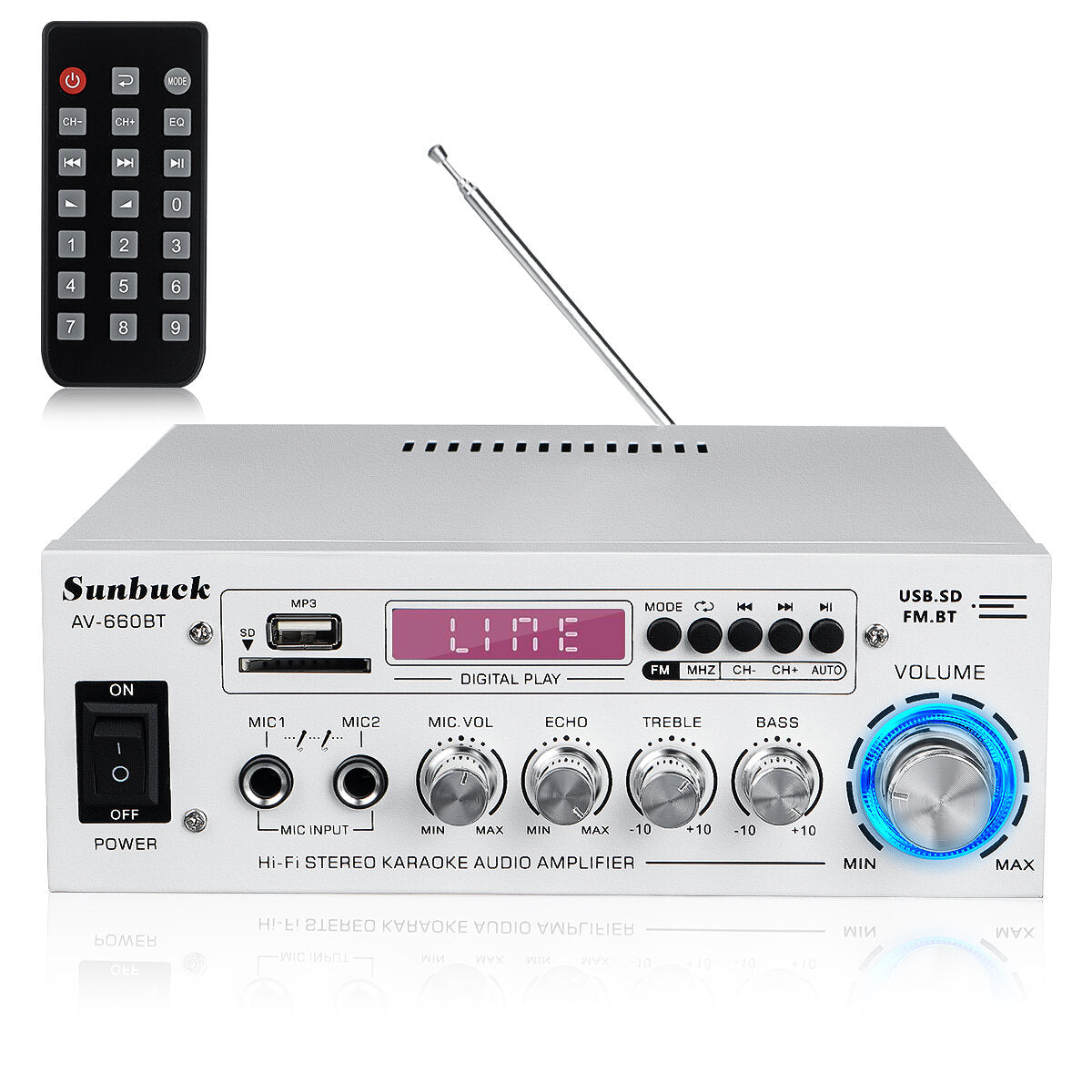 2000W Bluetooth 5.0 Audio Power Amplifier EQ Stereo AMP Car Home 2CH AUX USB FM Radio