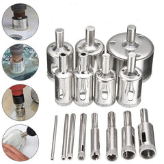 15pcs 3-42mm Diamond Hole Saw Cutter Tool Drill Bit Set for Glass Ceramic Marble Tile