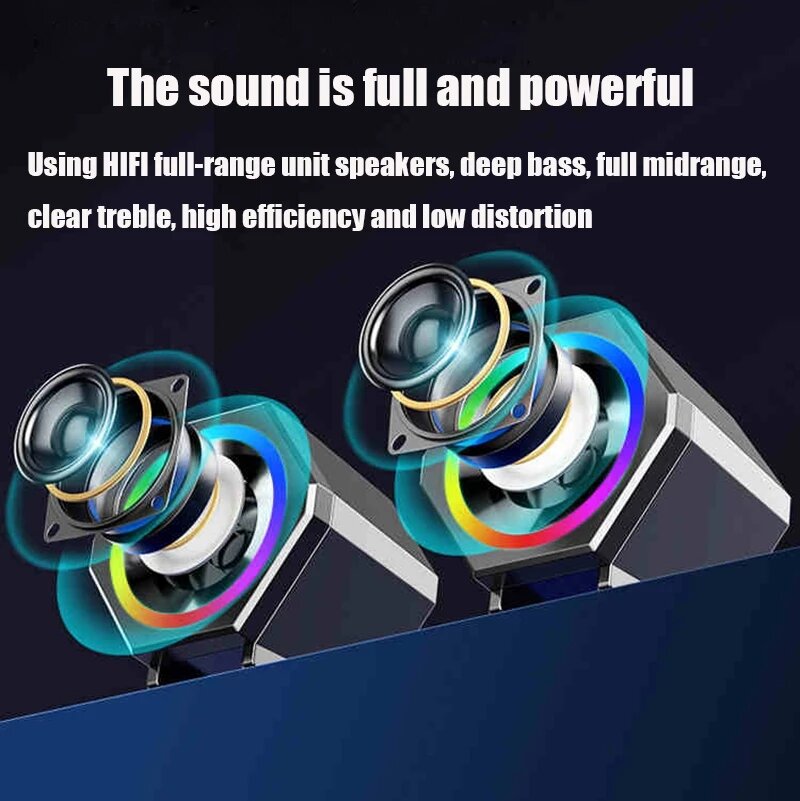Multimedia Speaker 3.5mm USB RGB Speaker Combo Stereo Bass Gaming Subwoofer Computer Speaker for Laptop Computer