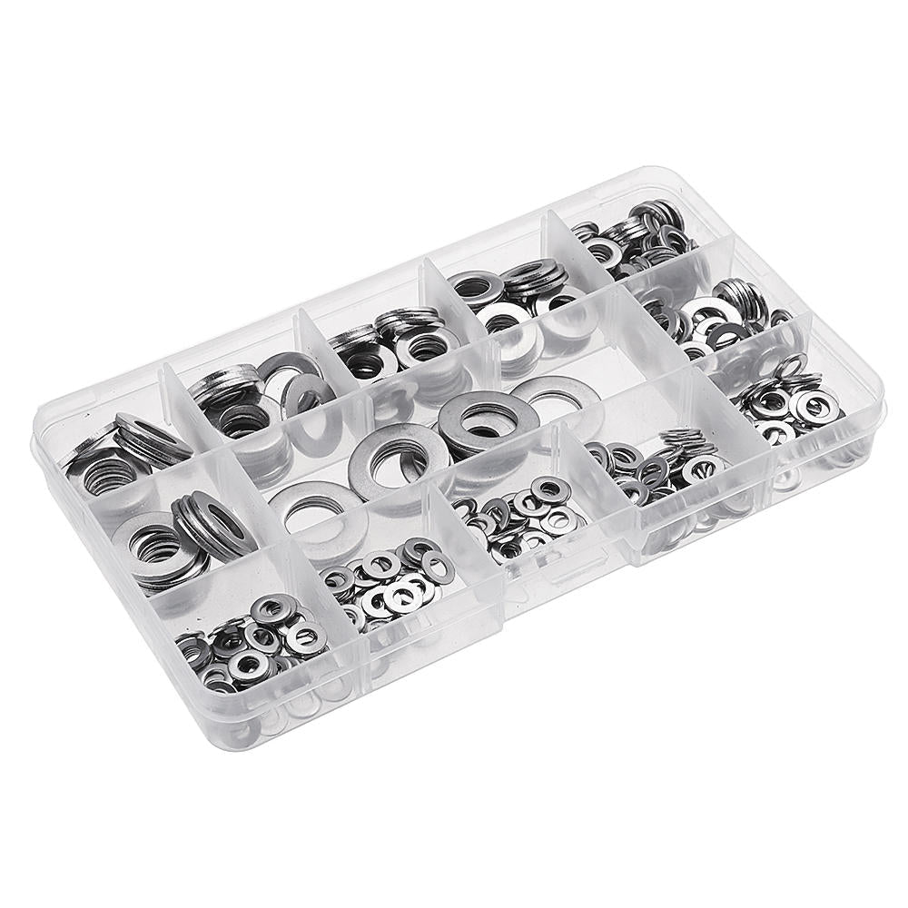 395Pcs Stainless Steel Form A Flat Washer Assortment Kit M4/M5/M6/M8/M10/M12