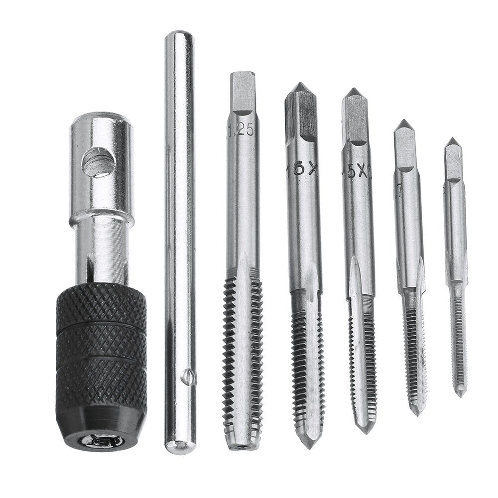 6pcs M3-M8 Tap Drill Set T Handle Ratchet Wrench Machinist Tool With Screw Hand