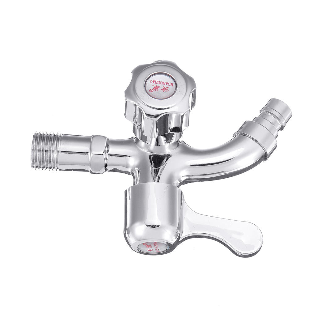 Wall Mount Single Cold Washing Machine Faucet 1/2'' Double Spouts 2 Handles Water Tap Garden Bathroom Bock