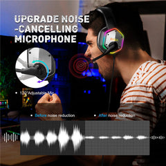 Gaming Headphone 7.1 Virtual Surround RGB Light USB Professional Gaming Headset with Noise Cancelling Mic for PC Laptop