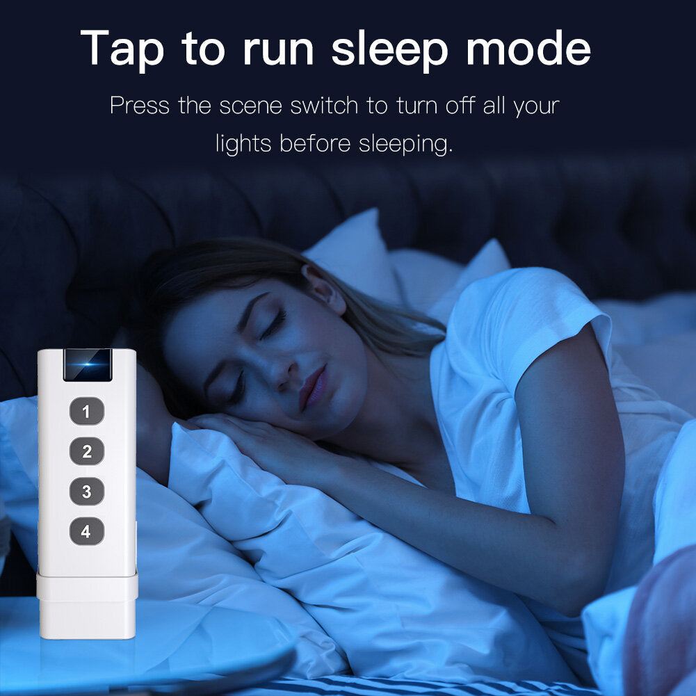 Smart Home Wireless Scene Switch 4 Gang Remote Portable Tuya ZB Hub Required No Limit to Control Devices