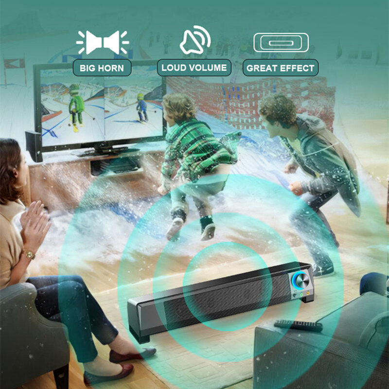 Bluetooth Soundbar TV Bar Computer 2.1 Channel Bass Subwoofer AUX Wired Wireless Bluetooth PC Home Theater System Speakers With Mic