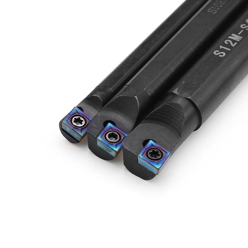 3pcs SCLCR Lathe Boring Bar Turning Tool Holder Set with 10pcs Blue Nano CCMT0602 Inserts