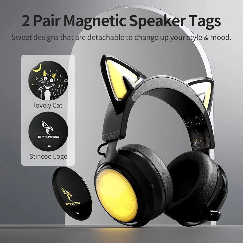 Gaming Headset USB 7.1 RGB Lights 3 Modes With 4 Covers Retractable Mic for Games/Video/Live