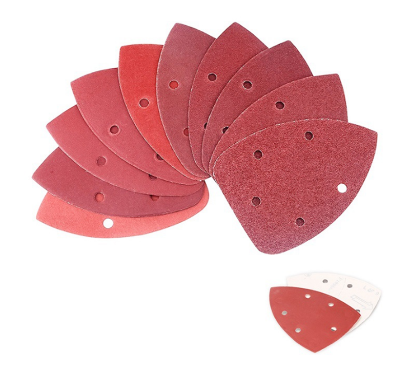 60pcs 140x140x100mm 5 Hole Triangle Palm Type Separation Sandpaper Pads Set 60/80/120/180/240/400 Grit Sander Disc Abrasive Fit Polishing Tools