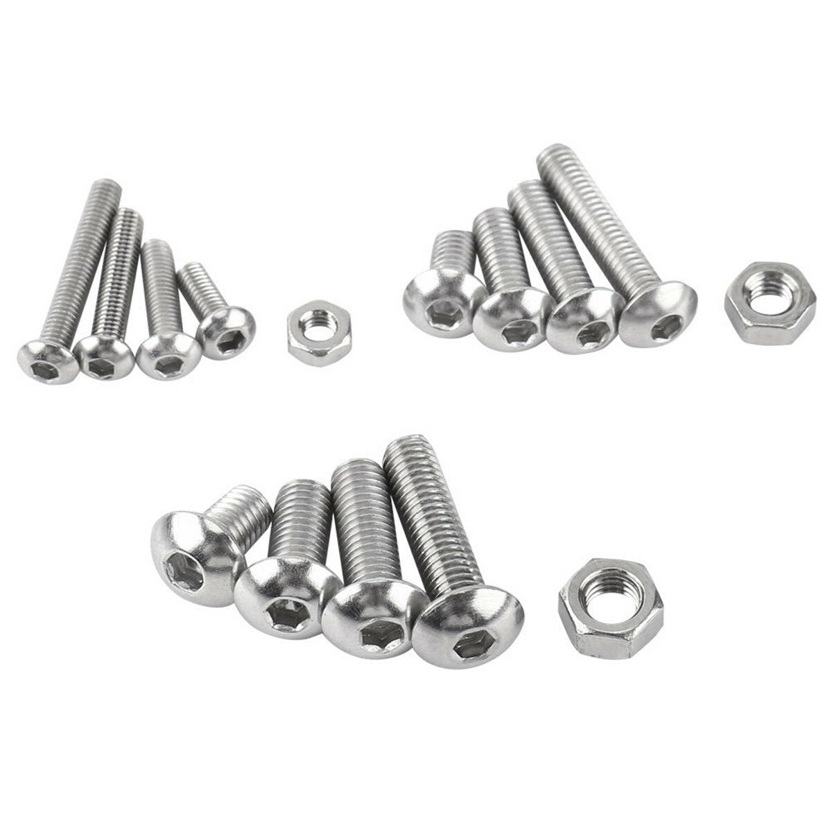 440Pcs M3/M4/M5 Stainless Steel Button Head Hex Socket Cap Screws Bolts Nuts Assortment Kit