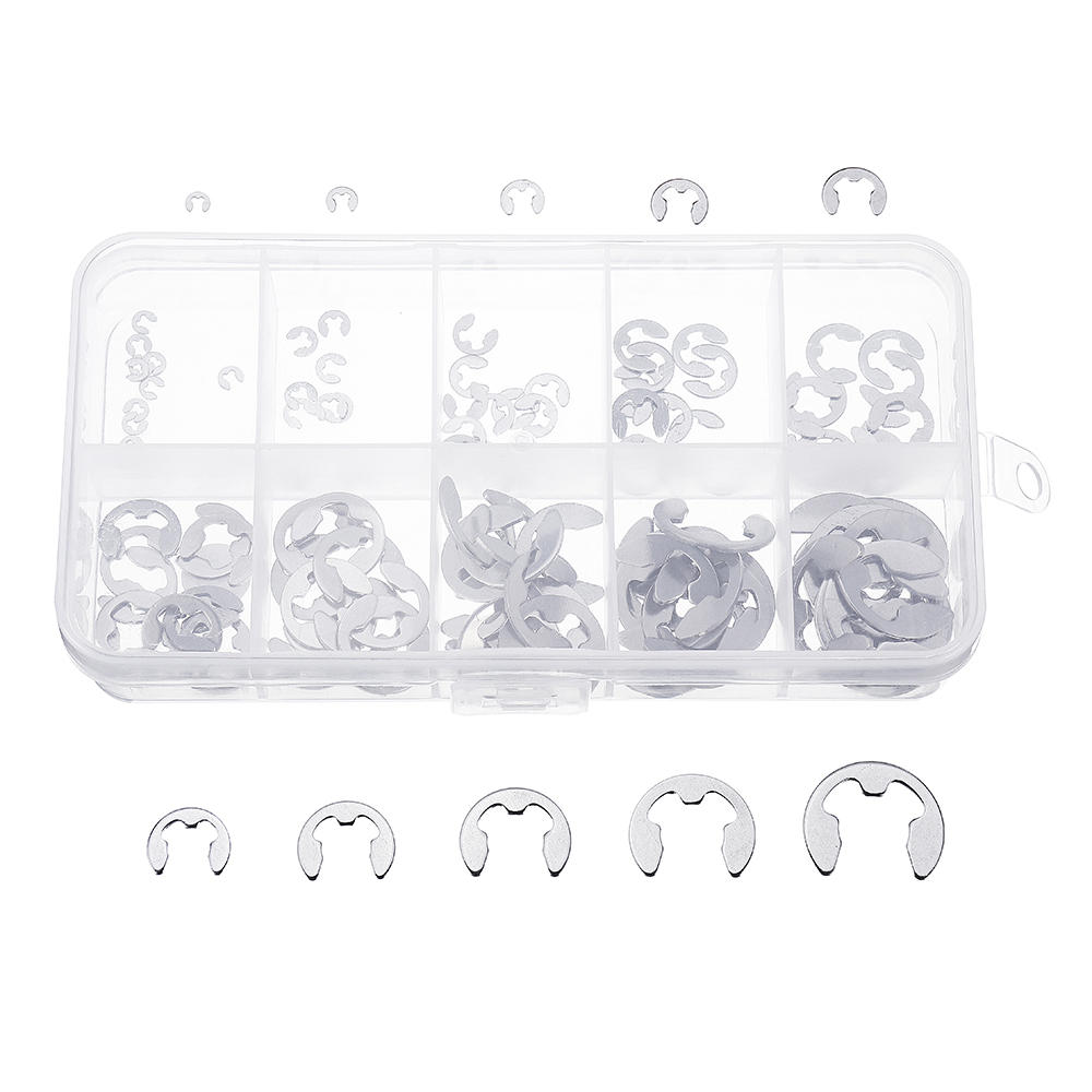 Stainless Steel E-Clip Circlip Retaining Snap Ring 1.5-10mm Assortment Kit 120Pcs