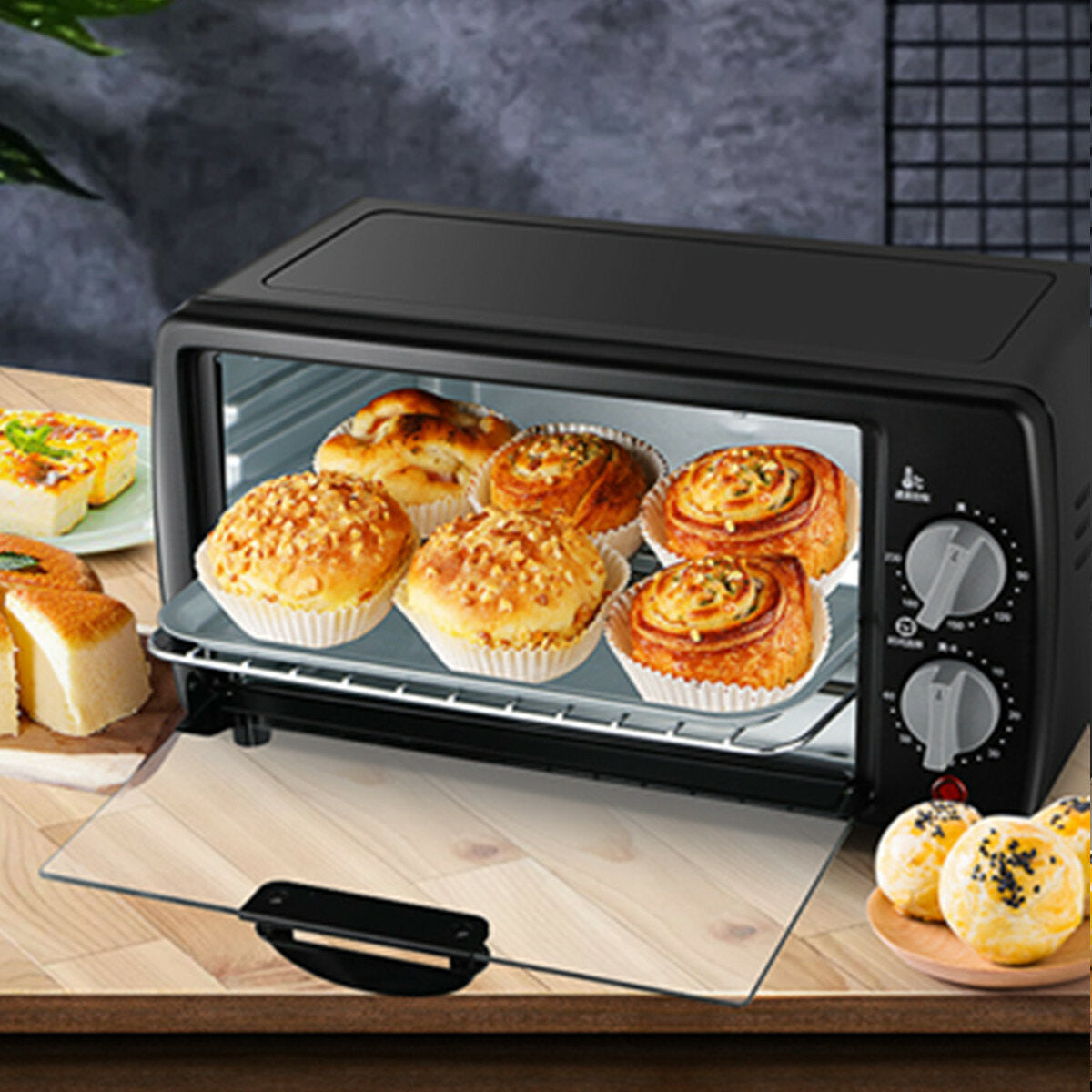 9L 220V Benchtop Electric Oven Timing Household Temperature Control Bake Toast