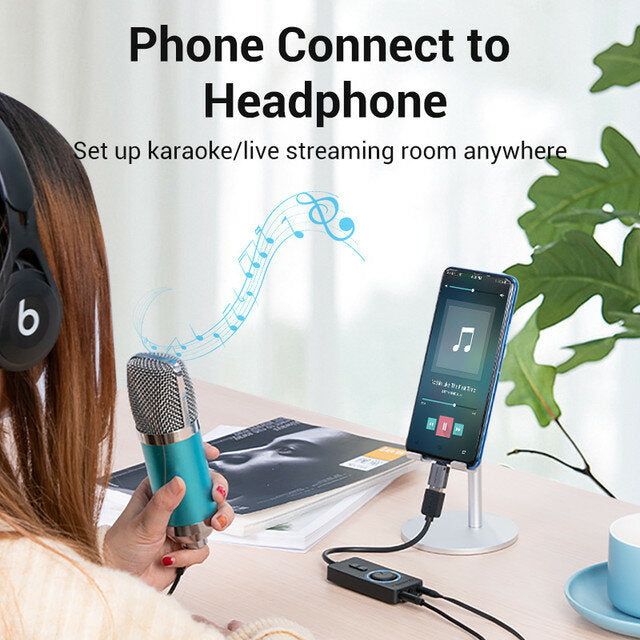 USB External Sound Card to 3.5mm Audio Adapter to Earphone Microphone  0.15m/0.5m/1m