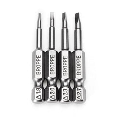 4pcs 50mm 1.8-2.7 1/4 Inch Hex Shank Magnetic Triangle Screwdriver Bits