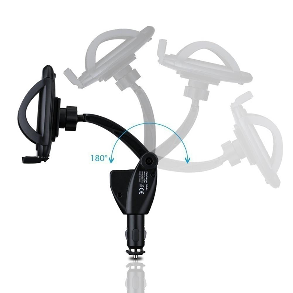 2 in 1 Universal with Dual USB Car Charger Vehicle Mobile Phone Mount Holder Stand for 5.5-9.5cm Width