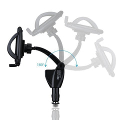 2 in 1 Universal with Dual USB Car Charger Vehicle Mobile Phone Mount Holder Stand for 5.5-9.5cm Width