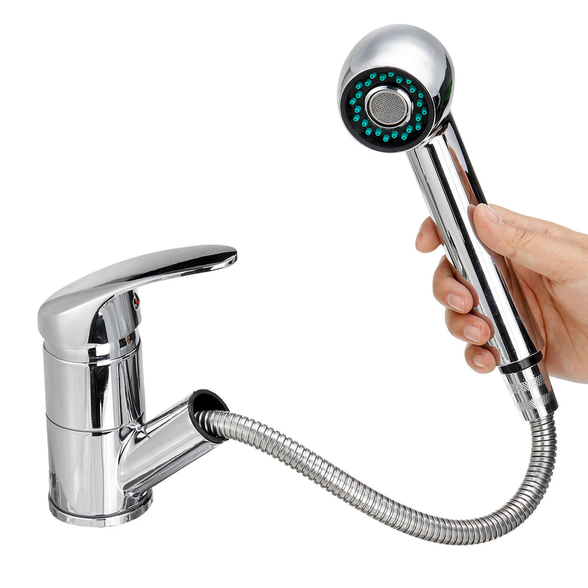 Kitchen Sink Faucet Pull Out Spray Head Single Lever Chrome Mono Brass Tap